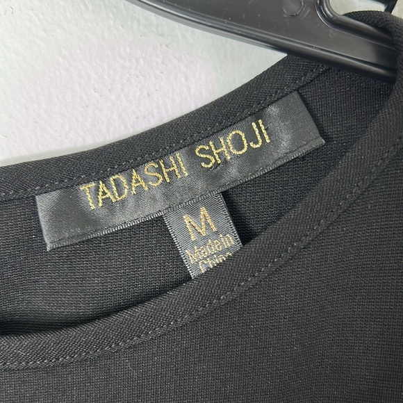 Tadashi Shoji Foil Print Banded Asymmetrical Detail Jersey Sheath Dress - Picture 3 of 8